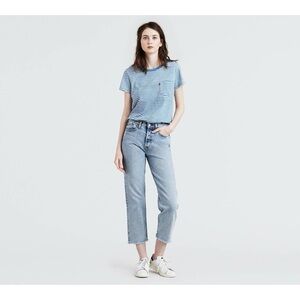 Levis Straight Leg Wedgie Jeans Raw Hem Button Fly Sz 28